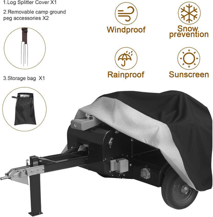 Goctoke Log Splitter Cover 1200D Heavy Duty Windproof for 15-60ton Electric Wood Splitter Cover All Weather Protection Log Splitter Accessories (94.5" L X 49.6" W X 41.7" H)