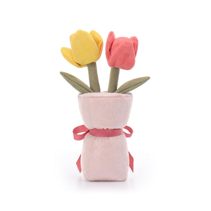 Apricot Lamb Romantic Tulip Vase Stuffed Animals for Kids, Soft Cute Plush Toys for Baby Girl and Boy, 11 Inches