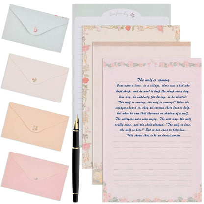 Stationery Letter Paper and Envelopes Set, 60 Sheets Cute Letter Writing Paper & 30 Lovely Envelopes, 10 Different Flora and Fauna Printed Design, Double-sided Printing, A5 Size