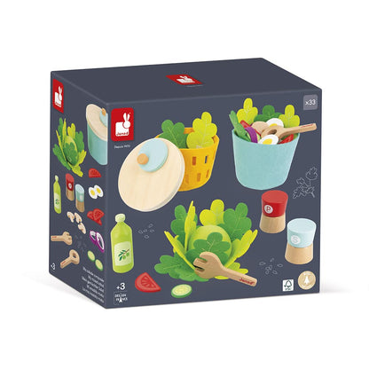 Janod - My Mixed Salad - 33 Piece Pretend Play Kitchen Set - 3 Years + J06595