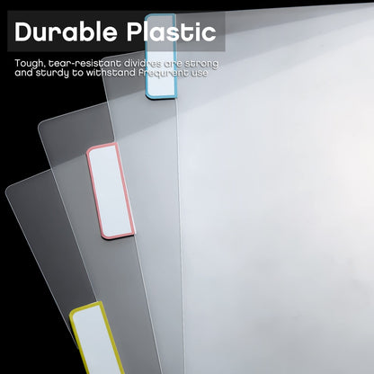 15 Sheets Junior Poly Tab Dividers for Discbound Notebooks Disc Bound Planner Supplies Dividers Tab Binder Index Notebook Accessories for Semi Transparent(White)