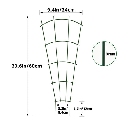 Thealyn 4 Pack 24" Metal Plant Trellis for Pots & Garden Beds, Rustproof Support for Indoor Outdoor Climbing Plants, Vines, Flowers, Fan Shaped, Green