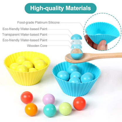 XISTEST Kids Wooden Toy, Children's Toys for 3 Years Old, Montessori Board, Fine Motor Early Education Color Recognition Chopsticks Clip Beads Hands Brain Training