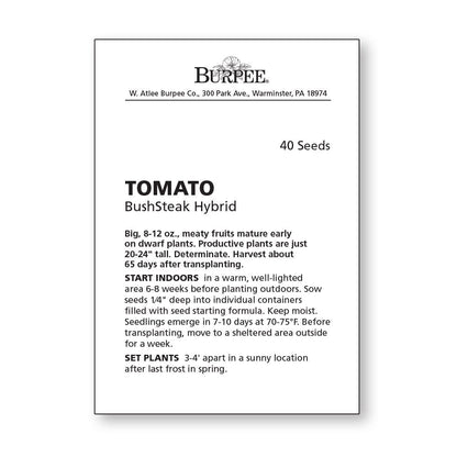 Burpee 'BushSteak' Hybrid, Red Beefsteak Slicing Tomato, 40 Non-GMO Seeds