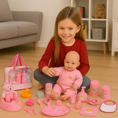 fash n kolor My Sweet Baby Disappearing Doll Feeding Set | Baby Care 6 Piece Doll Feeding Set (38 pc Set)