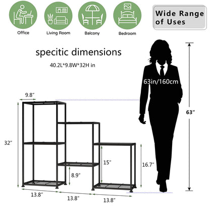 YUJCHMTZN Metal Plant Stand Indoor Metal Plant Stands Outdoor Tiered Plant Shelf for Multiple Plants, 3 Tiers 7 Potted Ladder Plant Holder Table Plant Pot Stand for Window Garden Balcony Living Room