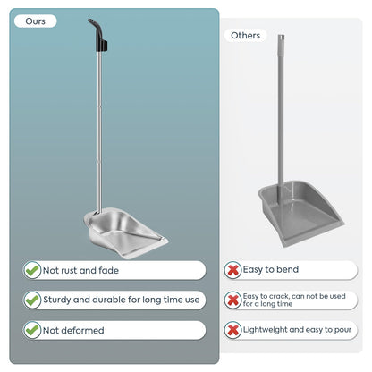 Yangbaga Dust Pans with Long Handle - 35”Heavy Duty Metal Upright Stand Up Dustpan - Long Handled Stand Up Dustpans - Best Dustpans for Home/Lobby/Shop/Garage/Yard