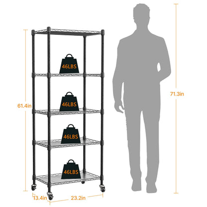 sagrynfp Mini 5-Tier Greenhouse for Indoor Outdoor, 23.2" L×13.4" W×61.4" H Portable Greenhouse with Clear PVC Cover and Metal Shelf for Growing Vegetables, Flowers and Seedlings, with Wheels