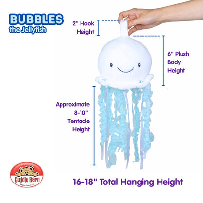 Cuddle Barn - Jellyfish Bubbles | Soft Jelly Fish Plush Toy | Hanging Loop | Gentle Color Changing Lights | Plays Ocean Melodies with Volume Control- Gift for Baby, Toddlers, Kids - 18 Inches