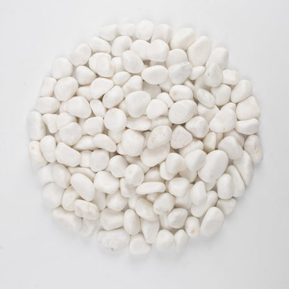 LOOIOOJ 10 lbs White Polished Decorative Stones, 0.5-1 Inch Landscape Rocks for Indoor Plants, Garden, Outdoor Pathways, Vase Fillers, Pots, Glass Containers, and Craft Pro (Pure White, Weight: 10 LB)