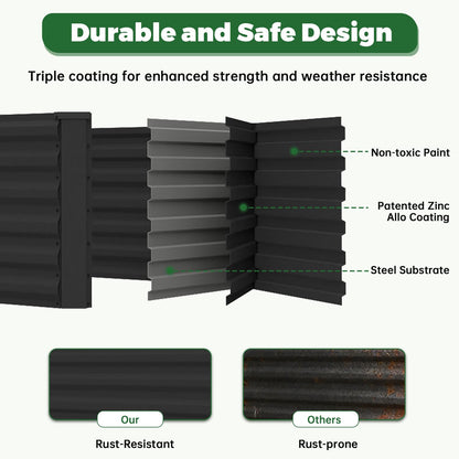 NAVINE 8x4x2 ft Outdoor Raised Garden Bed, Large Metal Planter Raised Beds, Planters for Outdoor Plants for Vegetables, Flowers, Herbs, Fruits, and Succulents.(4 Pcs)