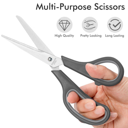 24 Packs Scissors Bulk, 8 Inch Scissors All Purpose Sharp Sewing Fabric Shears for Office Home School Supplies, Middle/High School Student Teacher Classroom Craft Scissor, Comfort Right/Left Handles