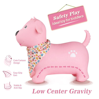 INPANY Bouncy Dog Hopper for Toddlers-Hopping/Bouncing/Bounce Hoppers, Jumping Toys, Inflatable Ride-on Animal Toy for Kids/Boys/Girls 2, 3, 4, 5 Years Old Gifts(Pump Included)