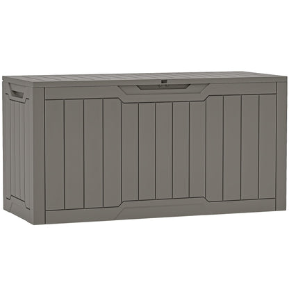 YITAHOME 80 Gallon Resin Deck Box, Waterproof Outdoor Storage Box, Lockable Indoor Outdoor Storage Bench for Supplies and Essentials, Taupe