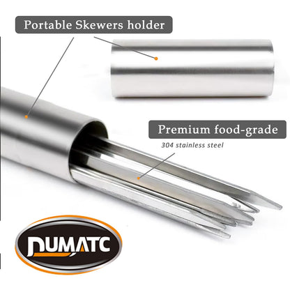 【30-PACK 304 Stainless Steel with Holder】Titan Skewers for Grilling – Flat BBQ Skewers with Storage Tube | Food-Grade, Rust-Proof & Dishwasher Safe | 13.2" Kebab Sticks for Meat, Veggies & Shrimp