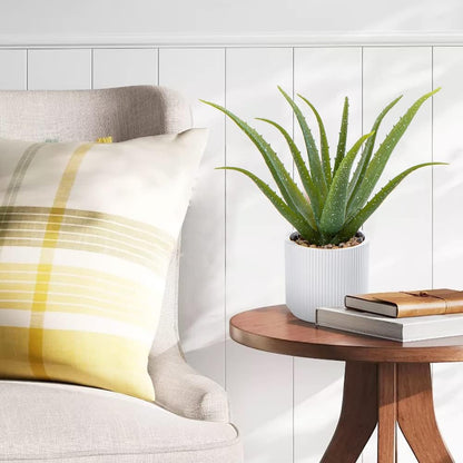 GnFlus Artificial Succulent Aloe Plants 13 Inch Large Faux Succulents with Ceramic Pot Fake Aloe Potted Plant for Home Indoor Bathroom Table Bedroom Shelf Office Decor
