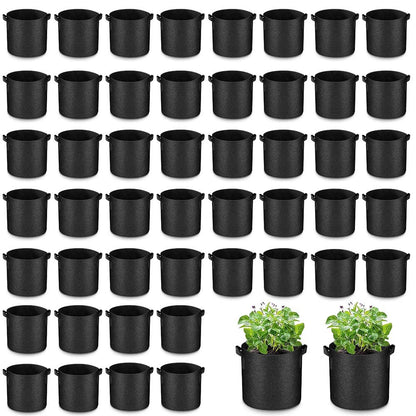 Airsnigi 50 Pack 10 Gallon Grow Bags Bulk, Heavy Duty Thickened Fabric Pots Nonwoven Plant Bags with Handles, Breathable Plant Growing Containers Bags for Nursery Garden Fruit Vegetable Flower