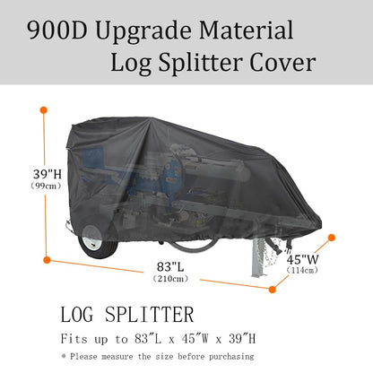 YHINGG Log Splitter Cover Waterproof Oxford Cloth 83" x 45" x 39" Suitable for 15-45 ton Gas or Electric Log Splitters Weather-Resistant Wood Splitter Cover