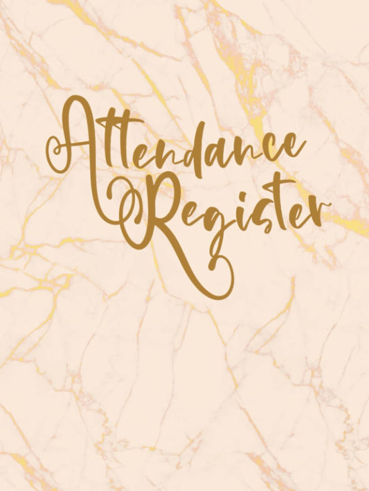 Attendance Register: Hardcover Pink Marble Attendance Logbook with Room for 33 Attendees Across Two Pages | Classic School and Work Day Design
