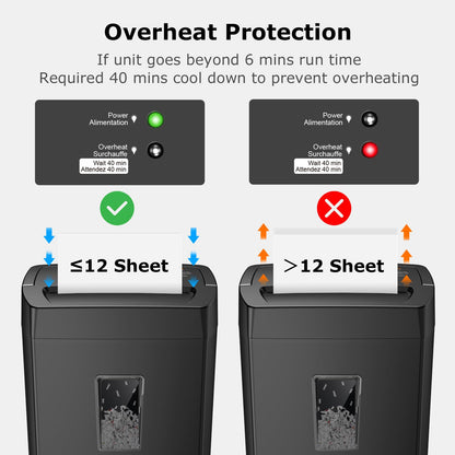 Bonsaii 12-Sheet Cross Cut Paper Shredder, 5.5 Gal Home Office Heavy Duty Shredder for Paper, Credit Card, Mail, Staples, with Transparent Window, High Security Level P-4 (C275-A)