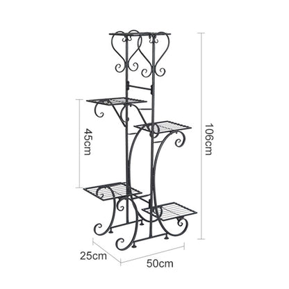 42inch Tall Metal Plant Stand Multi Tiered 5 Tier Multiple Flower Pots Holder Shelf Rack Display Stand Wrought Iron Planter Display Rack Potted Planter Shelves Organizer for Patio Balcony Garden