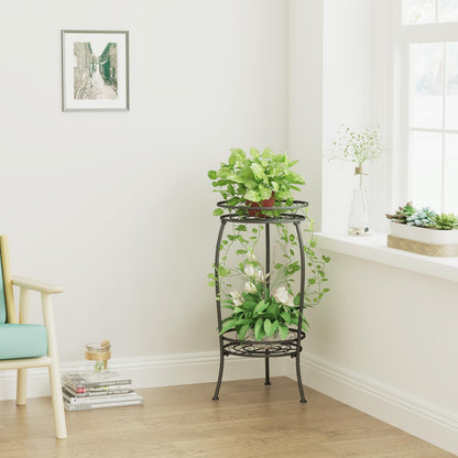 MissYolo Plant Stand Indoor Outdoor, 2 Tier 27" Tall Metal Plant Stand Shelf, Heavy Duty Flower Pot Shelf for Corner, Patio, Garden, Office, Living Room