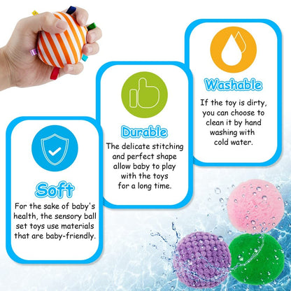 Baby Sensory Texture Ball Toy Set,10Pcs Montessori Toys for Babies 6-12 Months,Develop Fine Motor & Sensory Play for Newborns’ Early Learning,Fidget Stress Toys for Autism/Anxiety Relief.