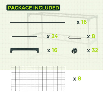 EAGLE PEAK Greenhouse Shelving Staging Double 4 Tier, Outdoor/Indoor Plant Shelves, 35"x12"x42", Green