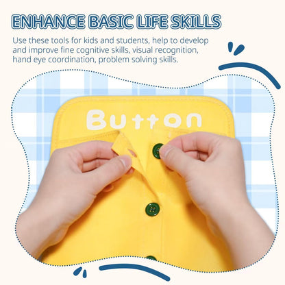 Learning to Dress Busy Boards, Shoe Tying Practice for Kids, Basic Life Skills Toys Learn to Button, Buckle, Zip, Snap, Lace, Tie, Sensory Board Fine Motor Development Toy for Preschool Classroom