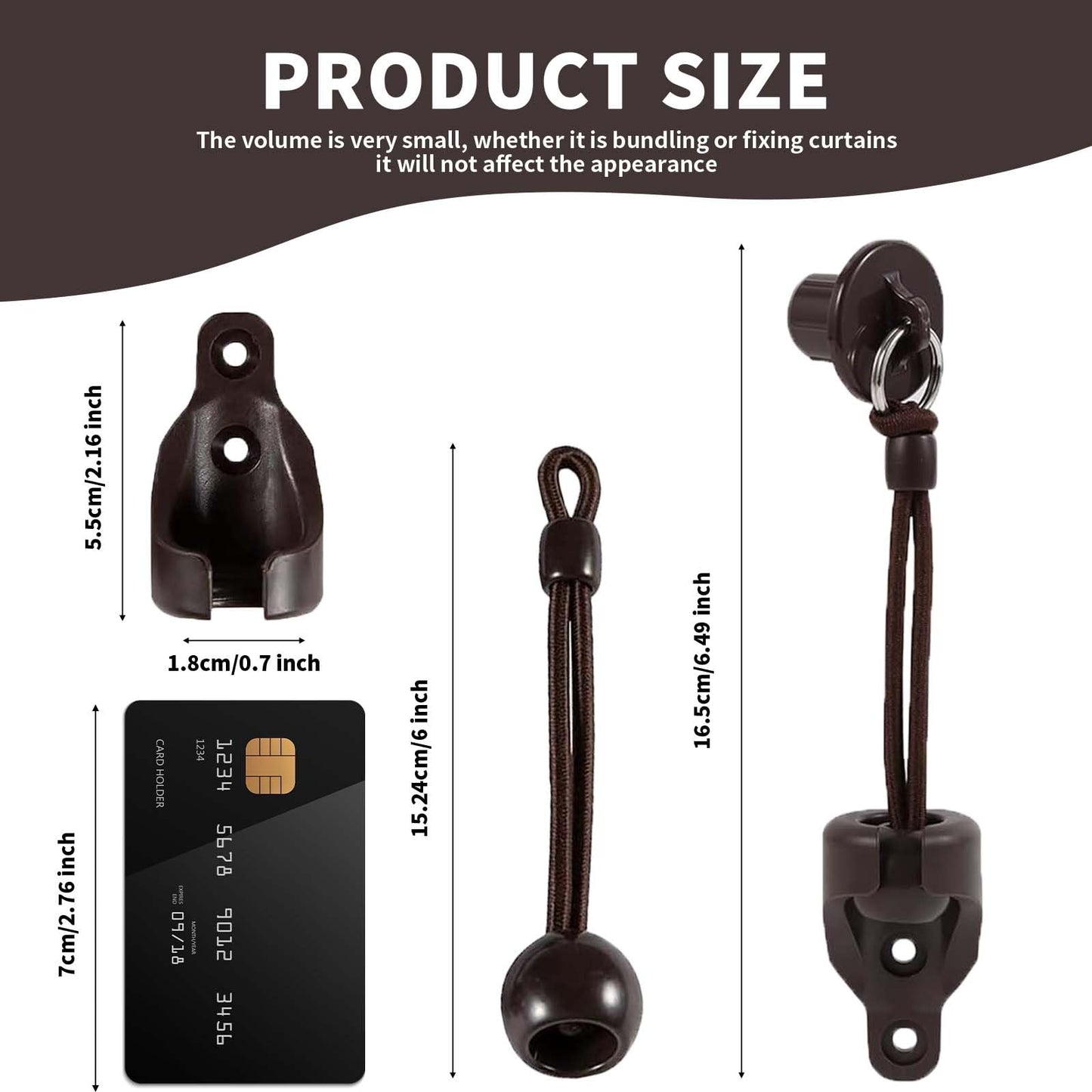 New Bungee kit + end caps Universal Replacement Mounting Brackets of Exterior Sun Shades Outdoor/Indoor Roller up Blinds (Brown, 2pack)