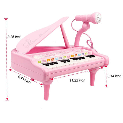 24 Keys Pink Piano Toy with Microphone and 49 Keys Keyboard Toy Piano for 2 Years Old Girls Gift