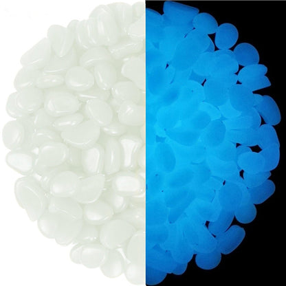 4.8Lbs 1100pcs Glow in The Dark Stones Garden Pebbles Rocks Indoor Outdoor Decor Luminous Stone for Walkways Driveway Yard Grass (White in Daytime, Blue in Night)