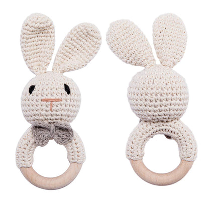 Crochet Baby Rattle, Baby Shaker Toy, Baby Rattles 0-6 Months, Handmade Newborn Toys, Easter Bunny Rattle, Animal Baby Rattle，Knitted Stuffed Animals Gifts for Boys and girs Bunny Rattle