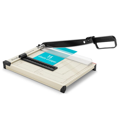 Ecraft 12" Guillotine Paper Cutter：Paper Trimmer Accurate Cutting with Safety Guard,15 Sheets Capacity,Magnetic Guide,Heavy Duty Metal Base, Perfect for Cardstock,Cardboard,Vinyl,Crafts & Photos