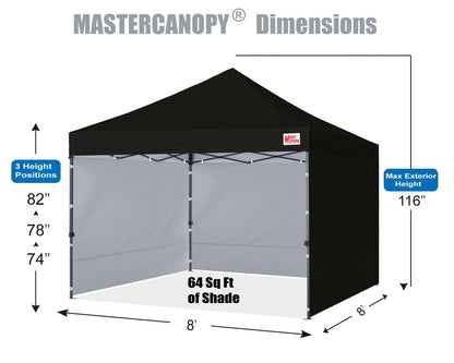 MASTERCANOPY Heavy Duty Pop-up Canopy Tent with Sidewalls (8x8,Black)