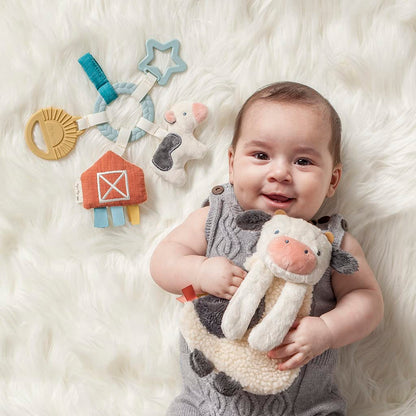 Itzy Ritzy Farm Toy Gift Set with Cow Lovey, Teether, Crinkle & Bitzy Busy Ring for Car Seat and Stroller
