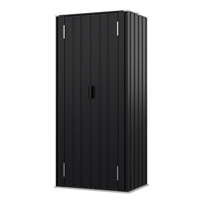 Devoko 28 Cuft Lockable Metal Storage Shed, Vertical Indoor Outdoor Tool Cabinet with 3 Adjustable Shelves for Patio Garden Backyard, Black