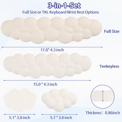 Sushret Cloud Wrist Rest Keyboard, Cloud Keyboard Wrist Pad Set with PU Leather Memory Foam, Cute Arm Rest for Palm Support, PC/Gaming Desk Accessories/Office Setup/Computer Hand Cushion - Beige