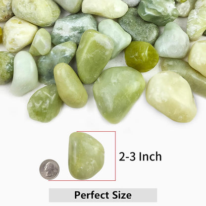YISZM 5lbs Jade Pebbles for Indoor Plants, 2-3 Inch Natural River Rocks, High Polished Decorative Stones Vase Filler Fish Tank Aquariums Landscaping Garden Outdoor and Indoor DIY