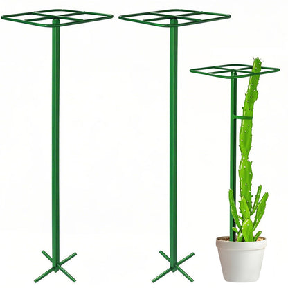Zealor 2 Pack Adjustable Dragon Fruit Trellis, 12"x12"x50" Dragon Fruit Trellis Metal Climbing Plant Support Frame Cactus Tower Plant Cage for Vertical Gardening Vegetable Garden Outdoor, Green