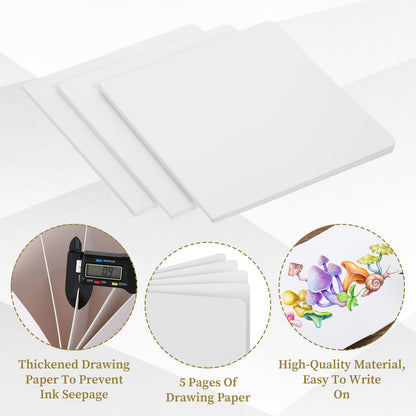 10 Pcs Blank Hardcover Book 6.5 x 6.5 Inch, Blank Books for Kids to Write Stories Christmas Gift Art Home White Hardcover Sketchbook Journal for Drawing Sketching, 10 Pages (5 Sheets) for Each book