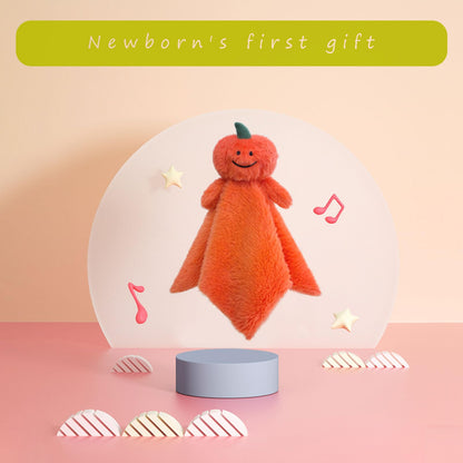 Doindute Baby Orange Pumpkin Soft Stuffed Animal Security Blanket, Plush Pumpkin Character Lovey Blanket, Baby Shower/Nursery Gift, Newborn Infant Toddler Snuggle Blankie for Girls Boys, 14 Inches