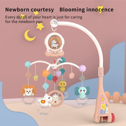 Baby Crib Mobile with Music and Lights - Mobile for Crib with Remote Control, Rotation Nursery Musical Baby Mobile for Bassinet Toys, Crib Toys Hanging for Babies Newborn Boys Girls