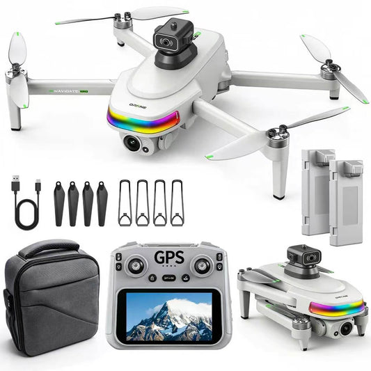 HZMOFTJ Drones With Dual Camera For Adults 4k,Gps Drone With Screen On Controller,Electric Adjustable Camera 90 °,Auto Return,Obstacle Sensing,Ai Track&Orbit Mode,50 Mins Flight,2 Battery ,For Beginner Toy Gifts