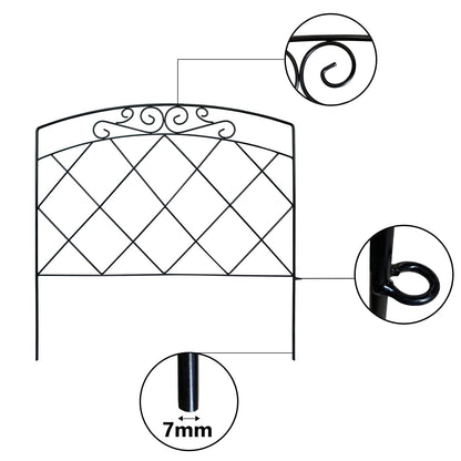 Thealyn Decorative Garden Fence 24 in H x 24 in W (5 Panels, Total Length 10 ft) Rustproof Metal No Dig Fencing Animal Barrier Fence, Outdoor Border for Dog, Yard, Patio, Flower, Bed