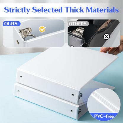 Deli 1.5-inch 3 Ring Binder with 2 Interior Pockets, 325 Sheets Capacity, 1.5 inch Binders fits 11" x 8.5" US Letter Size, White, 6 Pack