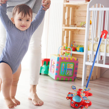 Push Along Toys Baby Pushing Airplane Toy with Long Handle Walking Toy for Toddlers Push Along Airplane, Baby Walking, Pull, Flying Toys