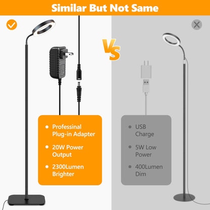 Vsoke Plant Grow Light, 20W Growing Lights for Indoor Plants Full Spectrum, LED Floor Lamp with Height Adjustable Stand, Auto Timer 3/9/12H,10 Dimmable Brightness for Small Large Tall Plants Growth
