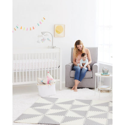 Skip Hop Baby Play Mat, Interlocking Foam Floor Tiles, 70" x 56", Playspot, Grey/Cream