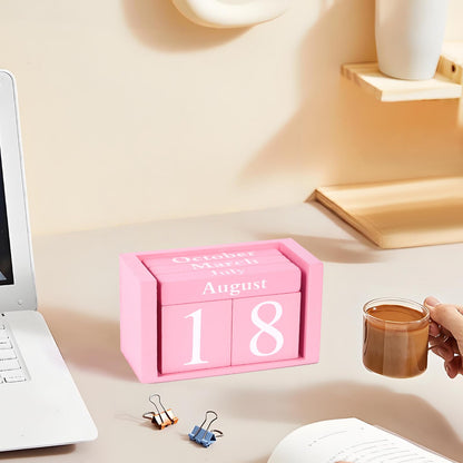 Notakia Pink Decor Wooden Desk Blocks Calendar Perpetual Block Cute Office Pink Desk Accessories Preppy Room Decor for Women